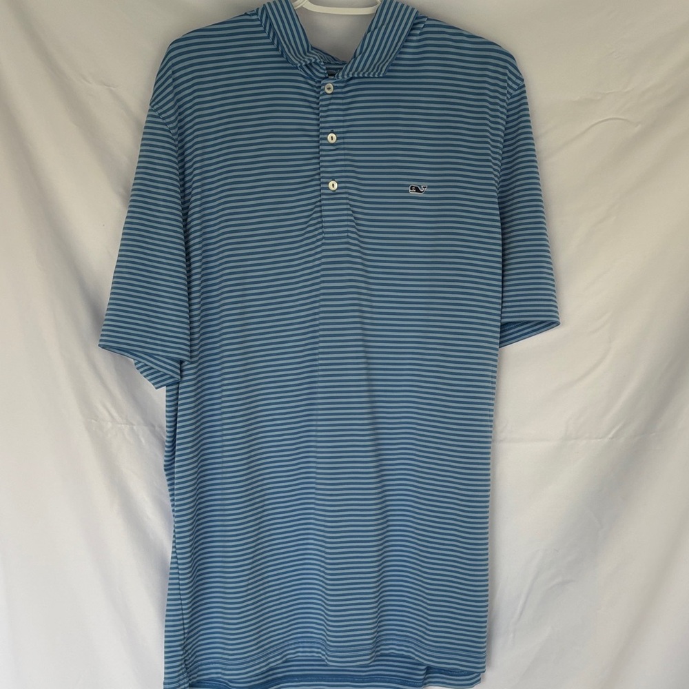Vineyard Vines Blue and White Striped Polo
